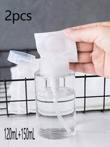 2pcs Nail Art Press Bottle, Alcohol Nail Polish Remover Cleansing Water Refillable Bottle, Large Capacity Makeup Remover Empty Bottle Containers For Cosmetics - View 7