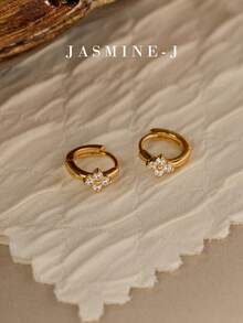 一对 S925 纯银四叶草耳环，金耳环，四叶草耳环，立方氧化锆耳环，简约百搭，优雅，适合女性日常佩戴/派对佩戴。 - 彩色 - 查看 12