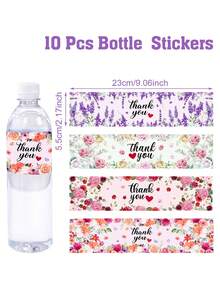 10/24pcs Spring Floral Thank You Stickers, Paper Drink/Water Bottle Decorative Stickers, Suitable For Baby Shower, Holiday Decor, Wedding Bridal Shower, Birthday Party, Picnic, Gender Reveal, Baby Shower Favors - Multicolor - View 14