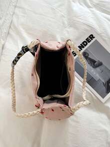 Bolso de mano a cuadros con bufanda - Rosa - Ver 4