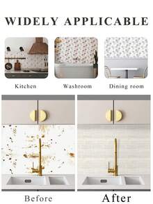 WoStick Apricot Stone Texture Waterproof 3D Brick Pattern Wall Panels, Removable Self-Adhesive Wall Tile Stickers, Suitable For Kitchen Backsplash, Bathroom, And Holiday Decor - Milk Apricot Flow Pattern - View 9