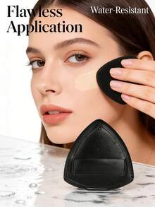 2 pièces Ensemble d'éponges de maquillage triangle noir mat, design à bords précis, texture veloutée sans latex, fonction de mélange uniforme et sans couture, outil de maquillage portable à la mode, convient pour le maquillage quotidien, l'application de fond de teint/correcteur, les voyages, le Ramadan, l'Aïd al-Fitr, Pâques et les cadeaux pour la Fête des Mères - Multicolore - Voir 8