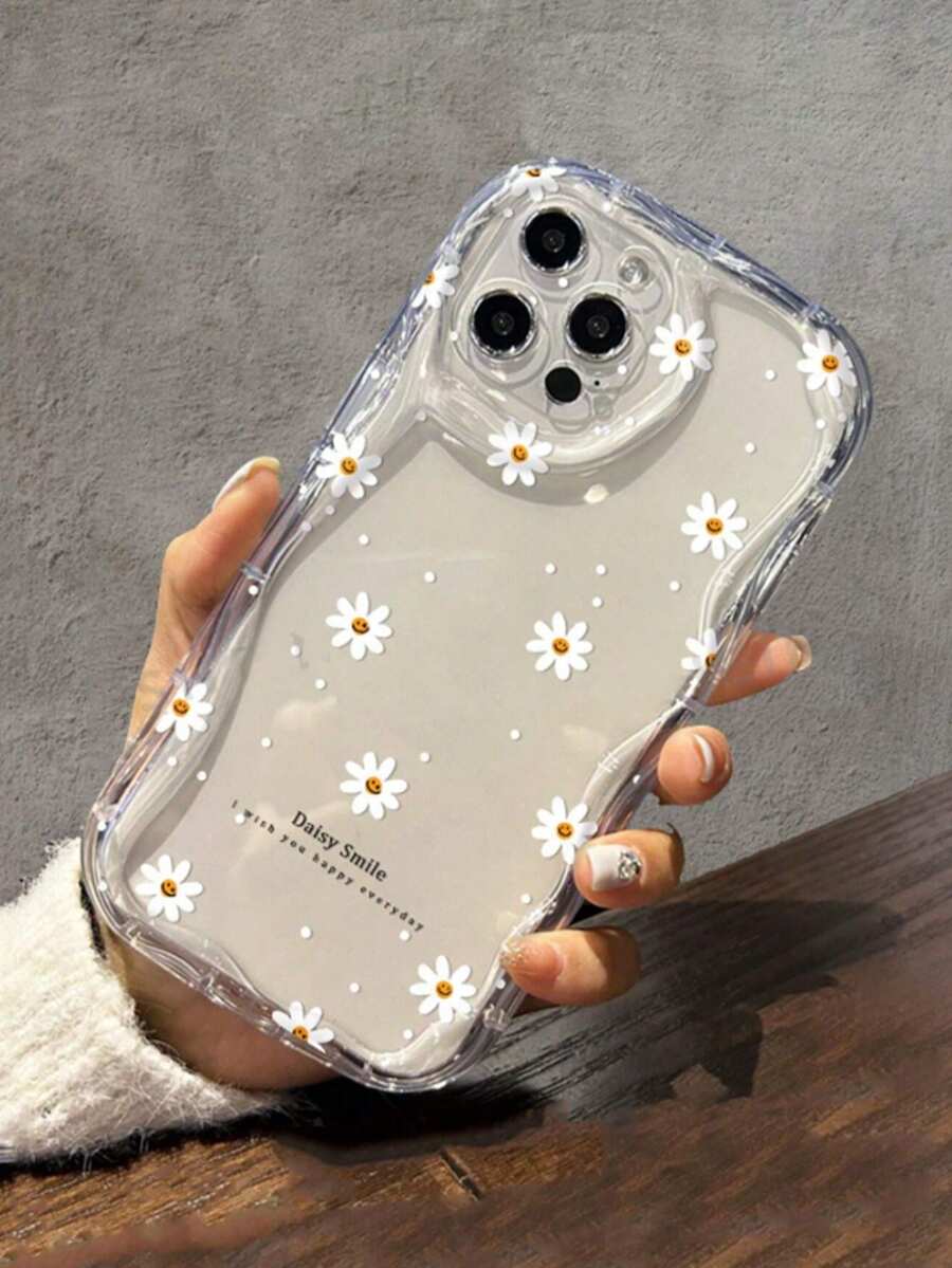 Flower Phone Case Apple Phone Case Daisy Pattern, Brighten Your Simple Thickened Anti-Drop Phone Case Compatible Waterproof Shockproof Scratch-Resistant - Clear - View 1