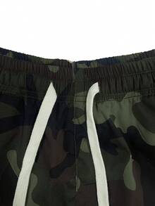Women's Fashion Casual Camouflage Cargo Shorts, Drawstring Waist, Utility Pockets, Suitable For Summer Leisure, Outdoor Sports Or Daily Casual Wear - Army Green - View 4