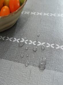 1pc Color Block Waterproof Tablecloth, Modern PVC Rectangle Table Cloth For Dinner Table - Grey - View 6