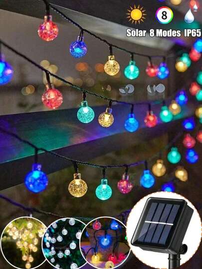 1 szt. 20/30/50/100 LED 5/6,5/7/12 m Solar Power Bubble Ball Light Outdoor Camping Yard Villa Balkon Dekoracja Trawnik Ogród Kwadratowy Oświetlenie String