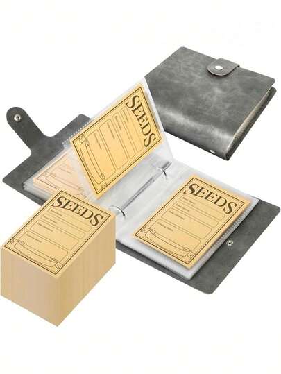 1pc Faux Leather Seed Storage Album, Seed Organizer For Gardening, Mother's Day Gift, Office Essential
