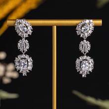 Hoa tai cưới thanh lịch và thời trang với mặt dây chuyền đá lấp lánh. - bông tai - Xem 5