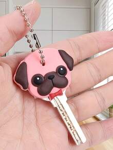 1个可爱动物钥匙套钥匙扣，保护帽钥匙链钥匙圈 - 彩色 - 查看 6
