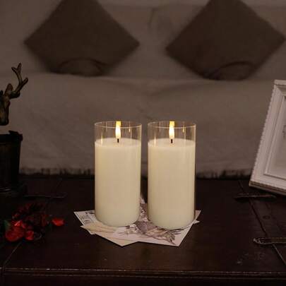 2pcs Flameless Candles, Battery Operated LED Candle Lights, Realistic Flickering Effect, Christmas Decoration