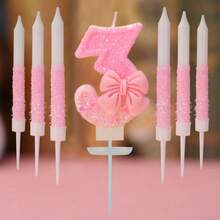1 Set Shiny Pink Bow Birthday Candle, Numbered Candles 0-9, With Pink Bow Decor Cake Topper Set, Suitable For Birthday Celebration, Graduation Anniversary Party, Back To School DIY, Valentine's Day Anniversary, Graduation Party And More - Birthday Candle Number - View 7