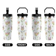 30oz  Easter, Bunny Ears, Flowers, Easter Eggs Stanley Style Tumbler Wrapped Graffiti SGRHO Mug - White - View 5