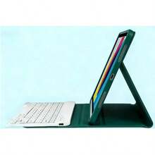 TenYide Bao da kiêm bàn phím cho iPad thế hệ 5/6/7/8/9/10, Pro 11/Pro 13, Air 1/2/3/4/5/6/13, tương thích với các dòng máy Galaxy Tab / MatePad / Honor Pad / Pad / Tab. Bao da có bàn phím không dây tháo rời, pin và vỏ bảo vệ, chống rơi/chống rung/chống bụi. Sản phẩm bao gồm bàn phím Bluetooth không dây và vỏ bảo vệ máy tính bảng, nhưng không bao gồm bút cảm ứng. - Màu xanh lá cây đậm - Xem 2