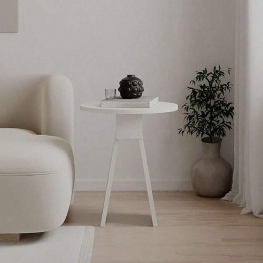 Hanah Home Elegant White Side Table 42 x 50 x 42 cm 100% melamina revestida 18 mm de Grosor Perfecta para Salas de Estar y dormitorios Modernos - Blanco - Ver 1