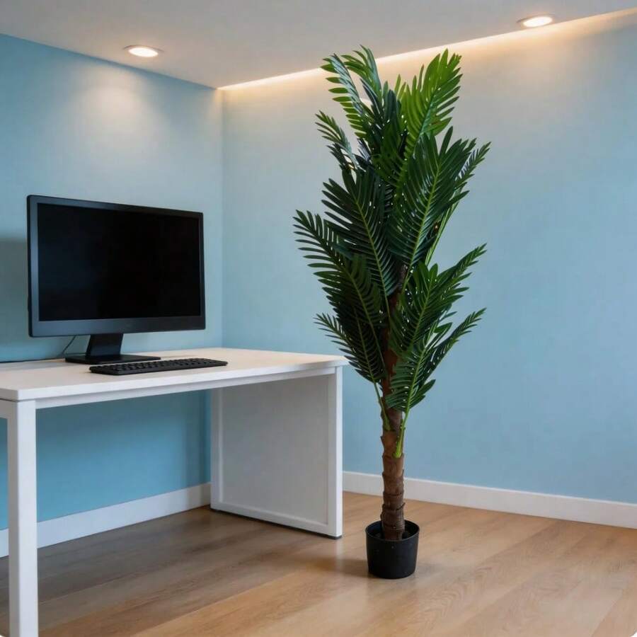 180cm Indoor Artificial Green Plant / 1.8m Potted Kentia Palm / Tall Floor Decoration For Living Room - Green - View 1