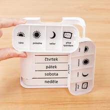 1pc, 7-Day Large Capacity Portable Pill Case With Morning/Noon/Night Compartments, Weekly Pill Organizer Box For Travel - White - View 22