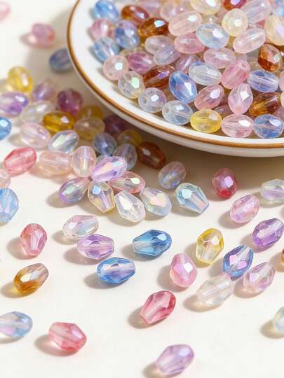 50 hạt pha lê hình giọt nước màu AB, chất liệu tự làm trang sức cho vòng tay, vòng cổ, bông tai.