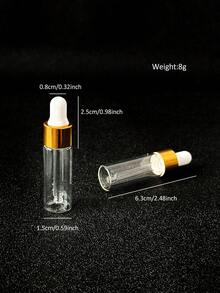 3 piezas Botellas de gotero de vidrio para aceites esenciales, botellas de vidrio transparente claro pequeñas para líquidos con gotero de vidrio, tapa dorada, botellas de vidrio para perfume y cosméticos de viaje - transparente - Ver 3