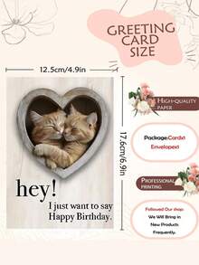 Tarjeta divertida con sobre, diseño de gato juguetón, adecuada para familias, amigos, hermanos y hermanas, amantes, tarjetas de cumpleaños hechas a mano exquisitas - Multicolor - Ver 2