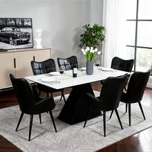 Retro Ohrensessel aus Wildleder-Optik mit Eichenbeinen, Moderner Polstersessel mit Hoher Rückenlehne, Ergonomischer Esszimmerstuhl & Relaxsessel für Wohnzimmer, Küche & Restaurant, Belastbar bis 150kg - Schwarz - Übersicht 5