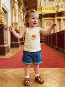 Young Girls Tank Top Co-Ords - Apricot - View 4