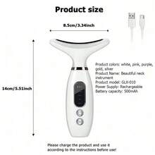 FollowBreak 1 件可充电面部和颈部按摩器，带加热功能，4 种模式 3 个级别，护肤美容工具，适合作为礼物，适合家庭和旅行使用 - 彩色 - 查看 9