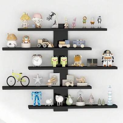 Estantería de almacenamiento montada en la pared de varias capas, hecha de tablero de fibra, estantería de exhibición multifuncional, adecuada para la oficina y la decoración del hogar, ideal para exhibir figuras y adornos, tanto elegante como práctica.