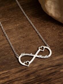 定制闪亮磨砂名字项链 女士个性化吊坠 经典字母锁骨项链 不锈钢镀金草书名字手工吊坠铭牌首饰 圣诞节新年礼物 送给女朋友/爱人 - 金色2 - 查看 9