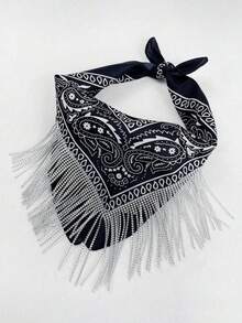 1件装女士仿钻流苏围巾，腰果花派对及婚礼水钻流苏头巾，适合日常佩戴 - 彩色 - 查看 13