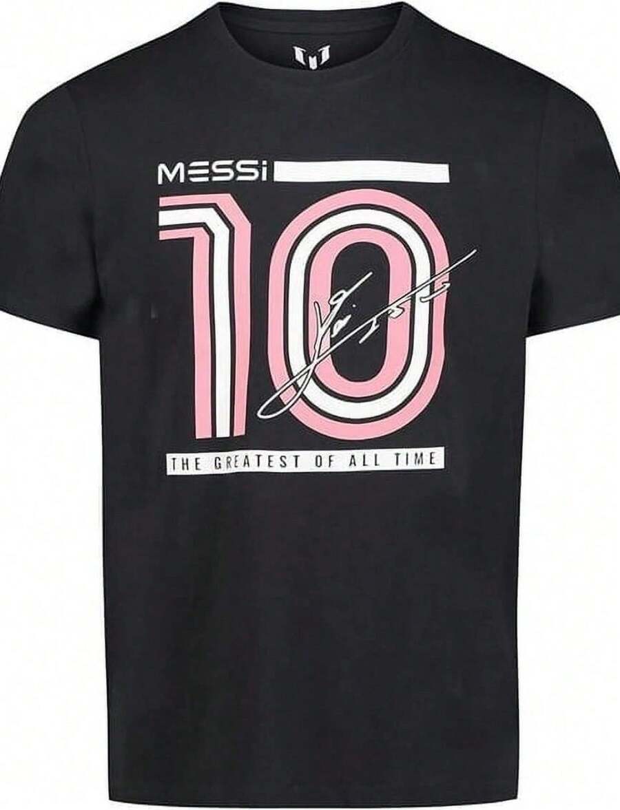 2026 World Cup Shirt, Soccer Fan Tee, Jerseys For Men, Summer Outfits For Men, Messis Kicking Soccer Ball GOAT Boys Black T-Shirt Boys Sizes 100% Cotton Graphic Tees, Sports Fan Gift - 黑色 - 查看 1