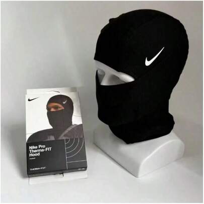  NIKE Pro Hyperwarm Hood Balaclava Face Mask, Windproof Sandproof Sun Protection Neck Gaiter For Motorcycle Bicycle Skiing, Unisex Outdoor Sports Thermal Head Cover, Lightweight Breathable Quick Dry Black Headwear, One Size Fits All Streetwear Fashion Ninja Hood, Cycling Running Hiking Windproof Face Cover, Nike Authentic Sports Protective Gear