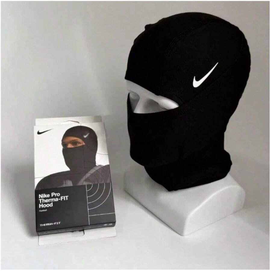 NIKE Pro Hyperwarm Hood Balaclava Face Mask, Windproof Sandproof Sun Protection Neck Gaiter For Motorcycle Bicycle Skiing, Unisex Outdoor Sports Thermal Head Cover, Lightweight Breathable Quick Dry Black Headwear, One Size Fits All Streetwear Fashion Hood, Cycling Running Hiking Windproof Face Cover, Nike Authentic Sports Protective Gear - màu đen - Xem 1