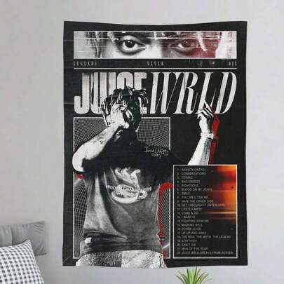 Hip-Hop J-Juice W-WRLD Printed Large Wall Tapestry Buddha Wall Decoration Witchcraft Bohemian Hippie Wall Art Decortapestry For Bedroom Deocr,Home Deocr Living Room,House Deocr,Wall Deocr,Flags,For Teen Girls And Boys Room Indoor Outdoor Bedroom And College Dorm