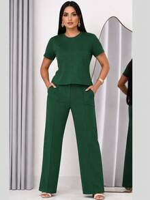 Women's Casual Comfort Fleece Set - Màu xanh ngọc - Xem 1