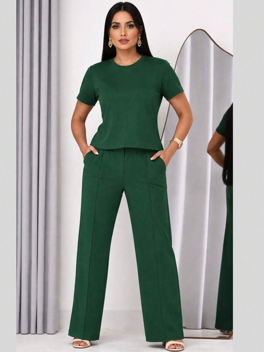 Women's Casual Comfort Fleece Set - Màu xanh ngọc - Xem 1