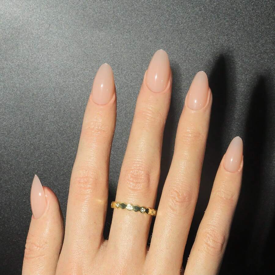Kurze mandelförmige glänzende einfarbige Nageltips, abnehmbare Nagel-Sticker, beinhaltet 1 Polierblock und 1 Gel-Nagellack, Maniküre-Zubehör Aufklebe-Nägel
