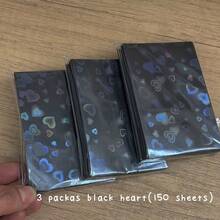 3 paquetes de 150 fundas para tarjetas láser, bolsas de almacenamiento de tarjetas pequeñas de 61X91mm, portatarjetas transparentes negros con patrón de corazón - Rectángulo - Ver 11