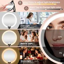 1X/10X Makeup Mirror With Light, 6-Inch Double-Sided Makeup Mirror, Desktop LED Mirror, 3 Adjustable Color Temperatures, USB Charging, 360 ° Rotation And Folding, Easy To Carry, A Must-Have Mirror For Women - Multicolor - View 7