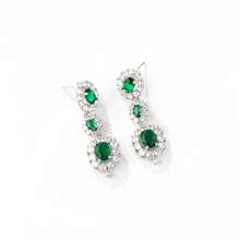 Hoa tai cưới thanh lịch và thời trang với mặt dây chuyền đá lấp lánh. - bông tai - Xem 7