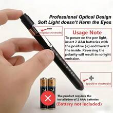 1pc Pen-Shaped LED Flashlight, Reusable Work Flashlight With Scale Markings, Suitable For Inspection, Work, Emergency And Other Small Flashlight Uses (Batteries Not Included) - Black - View 4