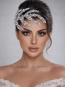 1pc Handmade Silver Rhinestone Bridal Hair Comb, Suitable For Weddings And Parties,Summer,Beach - Silver - View 2