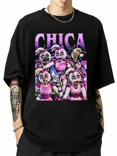Camiseta Chica FNAF estilo vintage de los 90, camiseta suave y cómoda, regalo para mujeres y hombres, camiseta teñida en solución.
