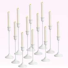 3件套白色金属烛台 - 高锥形烛台，适用于婚礼、家居装饰和餐桌 - 鈴鐺白色 - 查看 12