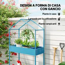 Giá đỡ cây cảnh trong nhà 2 tầng bằng kim loại Outsunny, kệ để cây trong nhà/ngoài trời có móc treo, 75x35x150cm, Xanh dương/Xanh lá cây - màu xanh lá - Xem 4