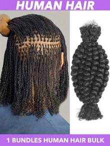 50g Tóc nối tóc người Afro Kinky dạng bó 8-20 inch, tóc người làm tóc tết Dreadlocks, Twists & Braids, có thể tẩy và nhuộm, màu đen tự nhiên, tóc Afro Twist, xé ra bông, phù hợp cho nam & nữ, tạo kiểu tóc đa năng, tóc giả chân thực - Natural Black - Xem 1