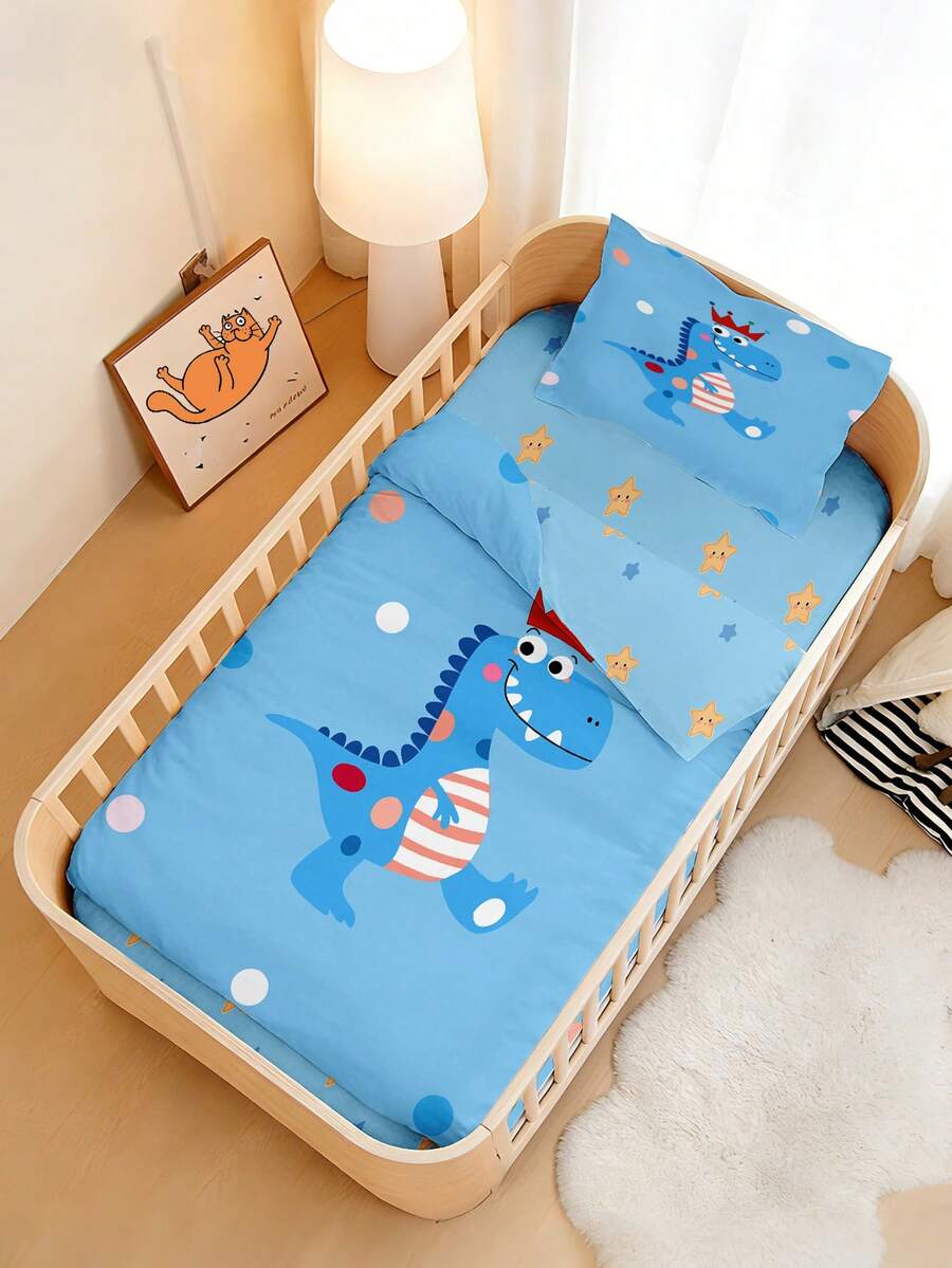 Bộ 1 vỏ chăn hình khủng long dễ thương cho bé, kiểu dáng phiêu lưu vui nhộn, chất liệu polyester nhẹ, kích thước tiêu chuẩn cho trẻ mới biết đi, với họa tiết vương miện và sọc trên bụng, có thể giặt máy. Thích hợp làm quà tặng cho bé sơ sinh, quà sinh nhật, trang trí phòng trẻ sơ sinh cho bé trai. - Nhiều màu - Xem 1