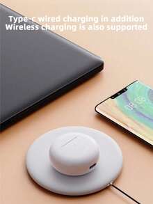 Auriculares inalámbricos, auriculares Bluetooth verdaderamente inalámbricos - compatibles con Apple y Android, con micrófono incorporado, a prueba de sudor, color blanco - Ver 4