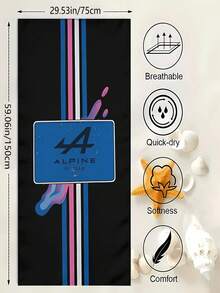 1pc Alpine F1 Team Beach Towel - Lightweight Quick-Dry Soft Polyester Blend With Vibrant Racing Stripes & Logo Design For Swimming, Camping, Bath - Modern Sporty Towel For Fans, Swimming Accessory | Absorbent Fabric - Multicolor - View 12