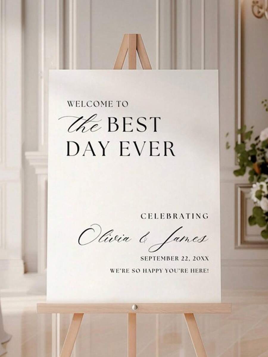 Customized Wedding Welcome Sign, Engagement Welcome Sign, Party Decoration Sign, Available In Multiple Sizes, Customized Wedding Reception Sign, Customized Bride & Groom Photo Sign, Cute, Modern, Customized, Unique, Personalized, Ideal Gift For Him, Ideal Gift For Friends, Suitable For Anniversary, Birthday, Housewarming, Graduation, Applicable To Kitchen, Dining Room, Bedroom, Office, Living Room, Home, Garden, Tea Room, Printed Graphics - Multicolor - View 1