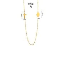 1 pieza Collar con colgante ovalado de acero inoxidable con cruz, gargantilla minimalista y única para mujeres - Dorado - Ver 5